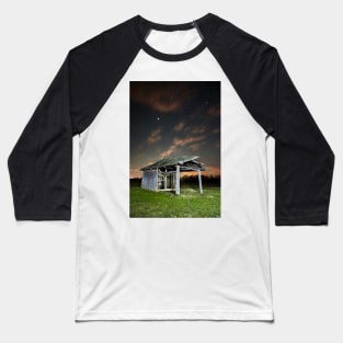 Shack on a meadow at night Baseball T-Shirt